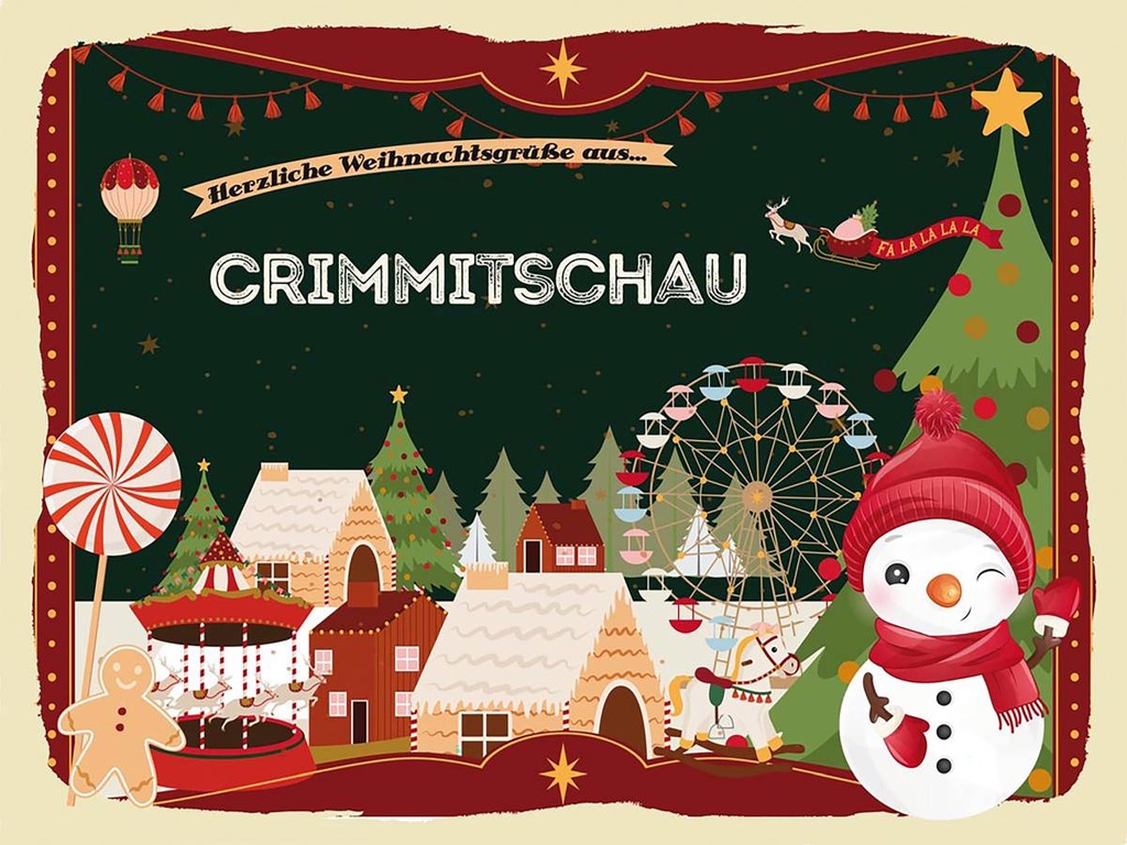 Holzschild 30x40 cm Weihnachtsgrüße aus CRIMMITSCHAU Weihnachten