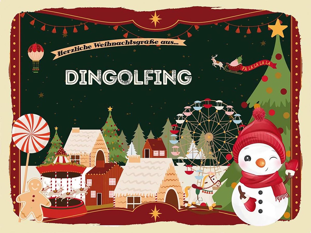 Holzschild 30x40 cm Weihnachtsgrüße aus Dingolfing Weihnachten