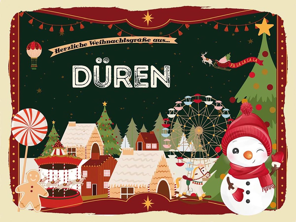 Holzschild 30x40 cm Weihnachtsgrüße aus DÜREN Weihnachten