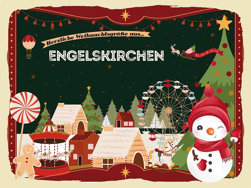 Holzschild 30x40 cm Weihnachtsgrüße aus Engelskirchen Weihnachten