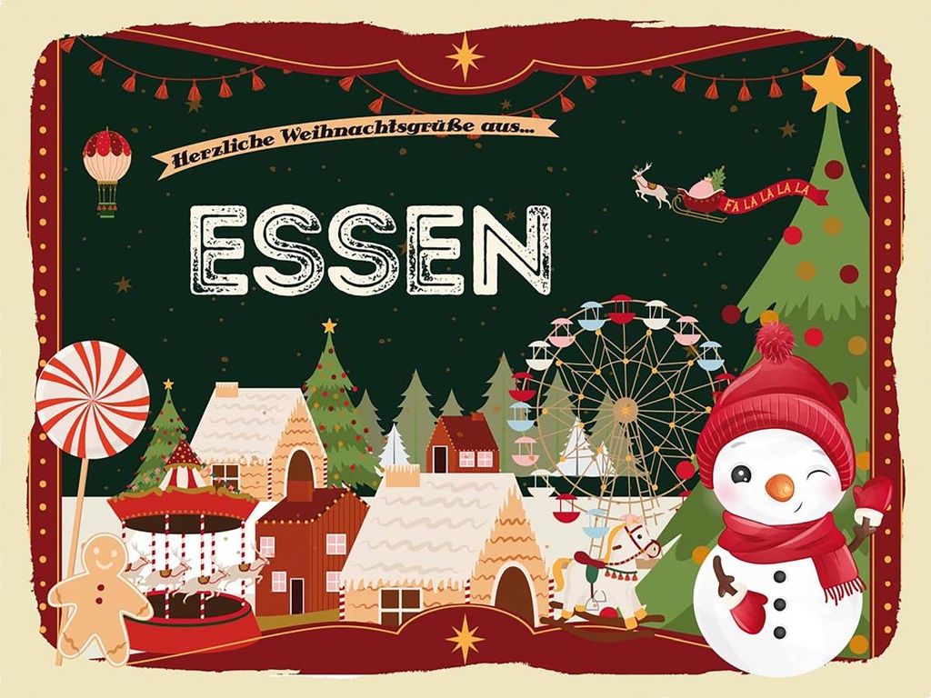 Holzschild 30x40 cm Weihnachtsgrüße aus ESSEN Weihnachten