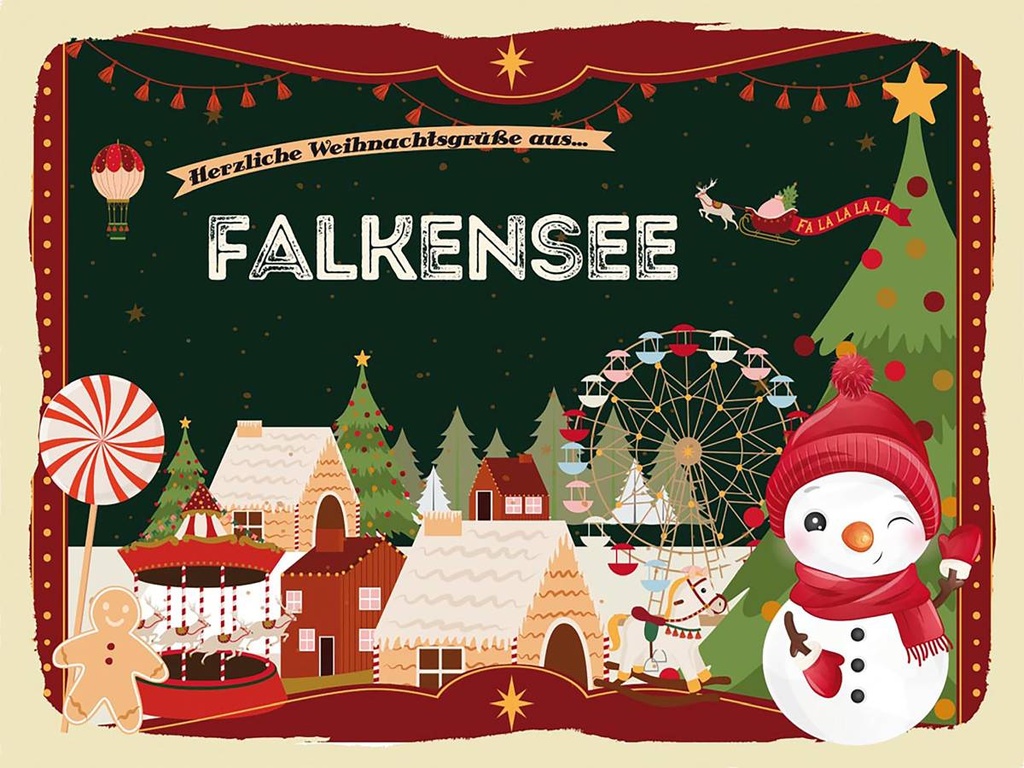 Holzschild 30x40 cm Weihnachtsgrüße aus Falkensee Weihnachten