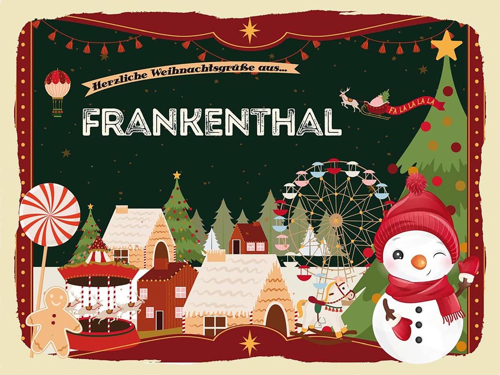 Holzschild 30x40 cm Weihnachtsgrüße aus Frankenthal Weihnachten