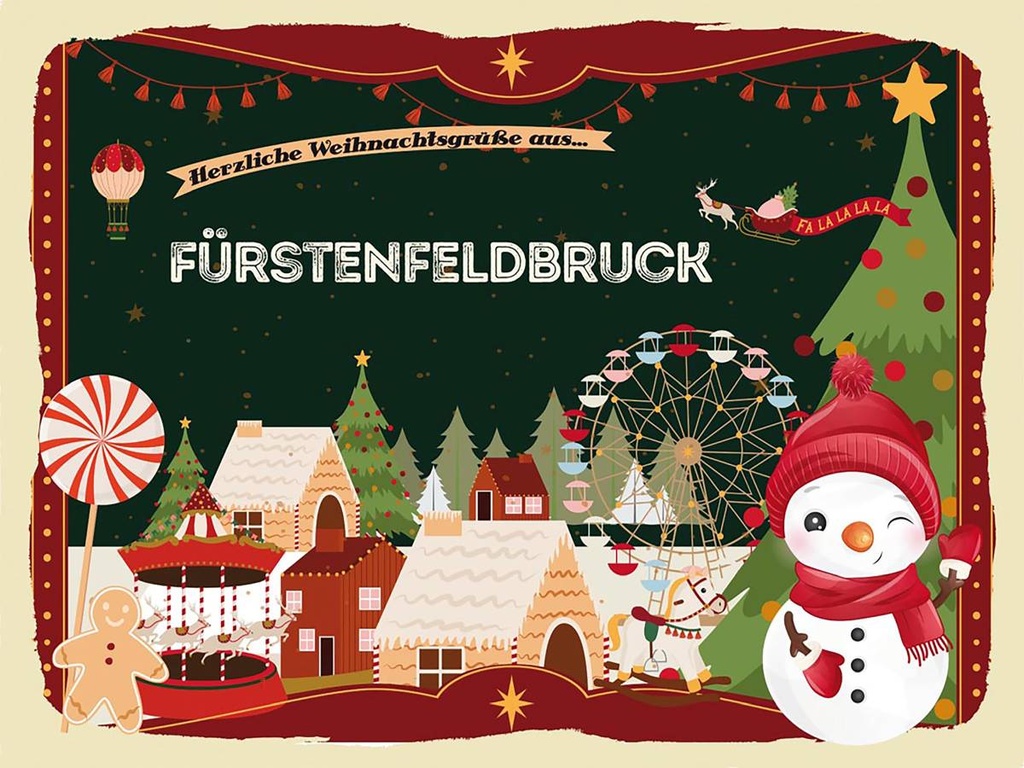 Holzschild 30x40 cm Weihnachtsgrüße aus Fürstenfeldbruck Weihnachten