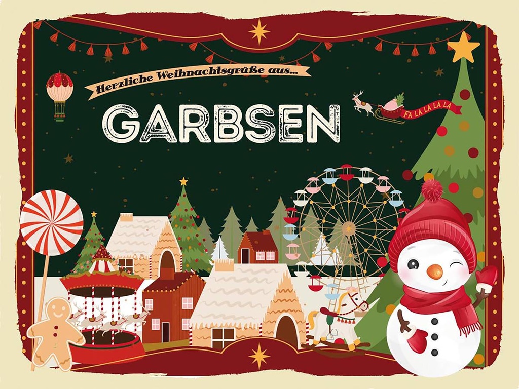 Holzschild 30x40 cm Weihnachtsgrüße aus GARBSEN Weihnachten