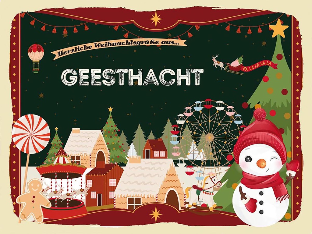 Holzschild 30x40 cm Weihnachtsgrüße aus Geesthacht Weihnachten