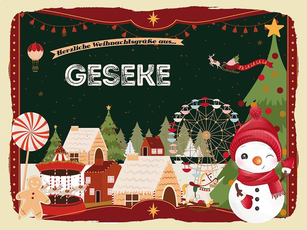 Holzschild 30x40 cm Weihnachtsgrüße aus GESEKE Weihnachten