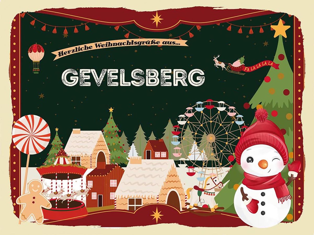 Holzschild 30x40 cm Weihnachtsgrüße aus Gevelsberg Weihnachten