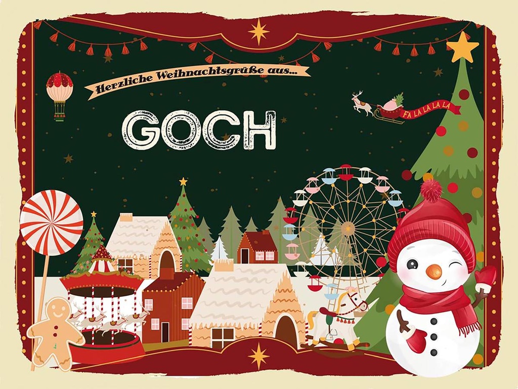 Holzschild 30x40 cm Weihnachtsgrüße aus GOCH Weihnachten