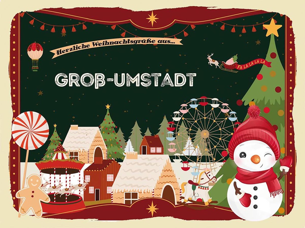 Holzschild 30x40 cm Weihnachtsgrüße aus Groß-Umstadt Weihnachten