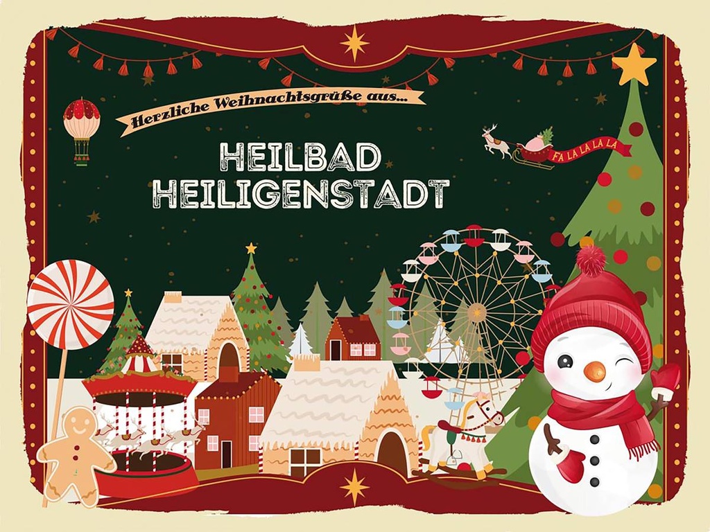 Holzschild 30x40 cm Weihnachtsgrüße aus Heilbad Heiligenstadt Weihnachten