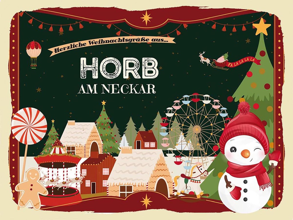 Holzschild 30x40 cm Weihnachtsgrüße aus HORB AM NECKAR Weihnachten