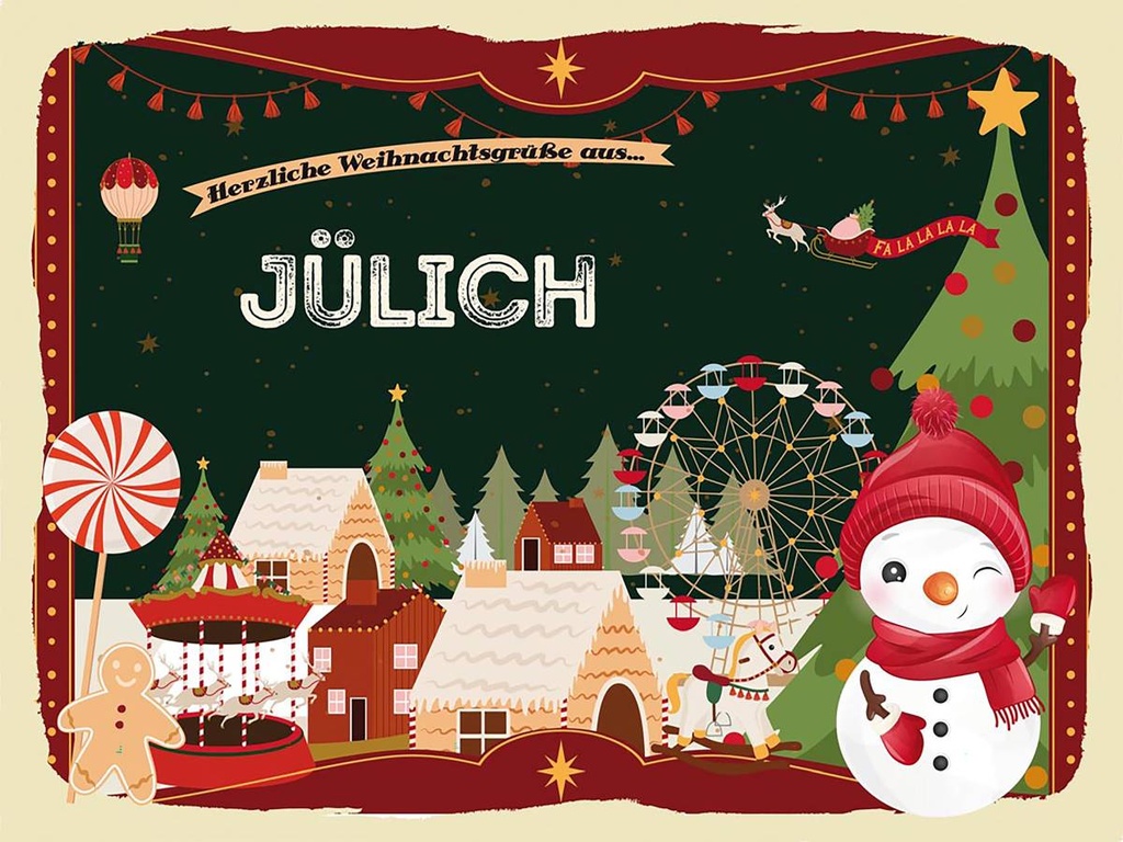 Holzschild 30x40 cm Grüßeaus JÜLICH Weihnachtsgrüße aus Weihnachten
