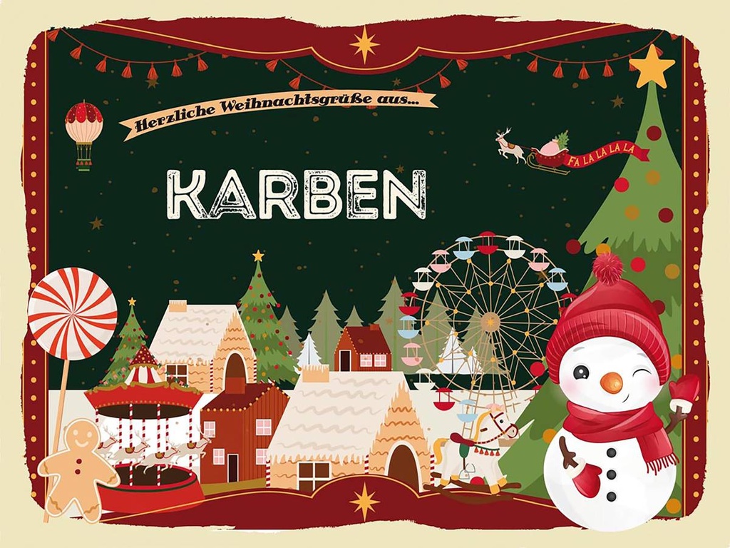 Holzschild 30x40 cm Weihnachtsgrüße aus KARBEN Weihnachten