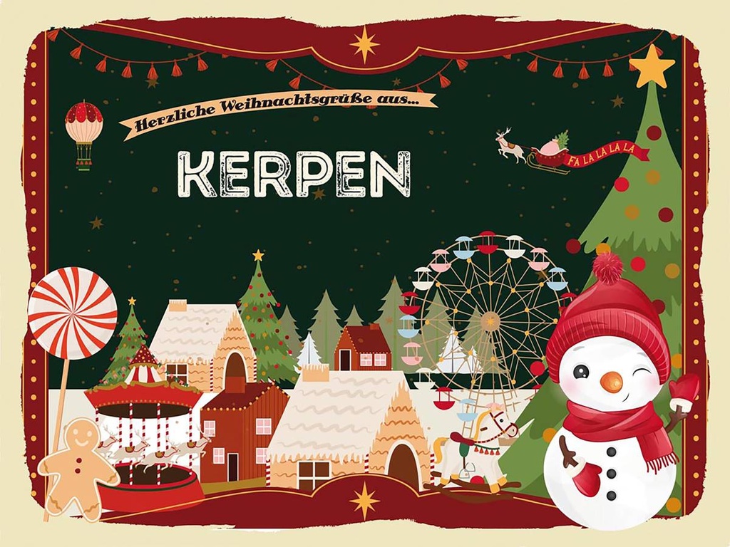 Holzschild 30x40 cm Weihnachtsgrüße aus KERPEN Weihnachten