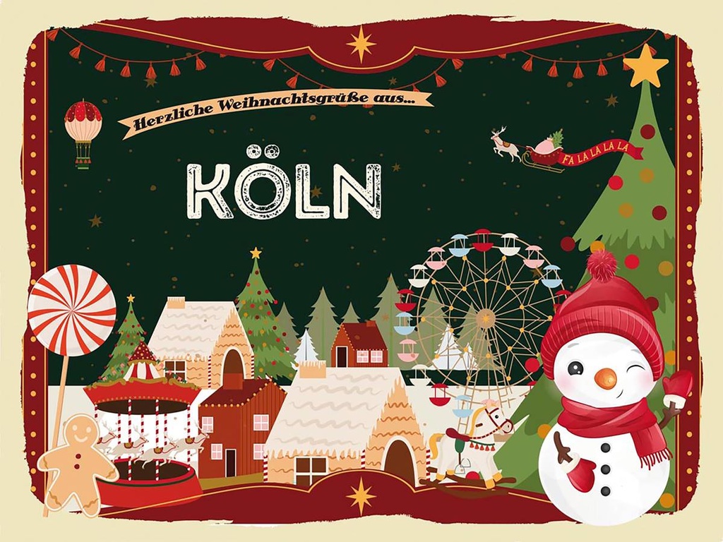 Holzschild 30x40 cm Weihnachtsgrüße aus KÖLN Weihnachten