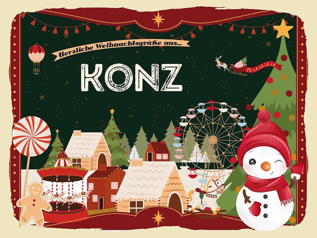 Holzschild 30x40 cm Weihnachtsgrüße aus Konz Weihnachten Fest