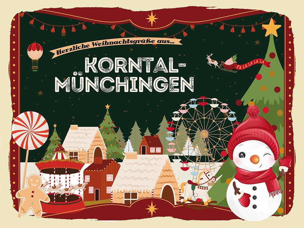 Holzschild 30x40 cm Weihnachtsgrüße aus Korntal-Münchingen Weihnachten