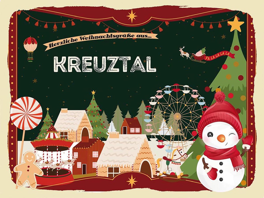 Holzschild 30x40 cm Weihnachtsgrüße aus Kreuztal Weihnachten
