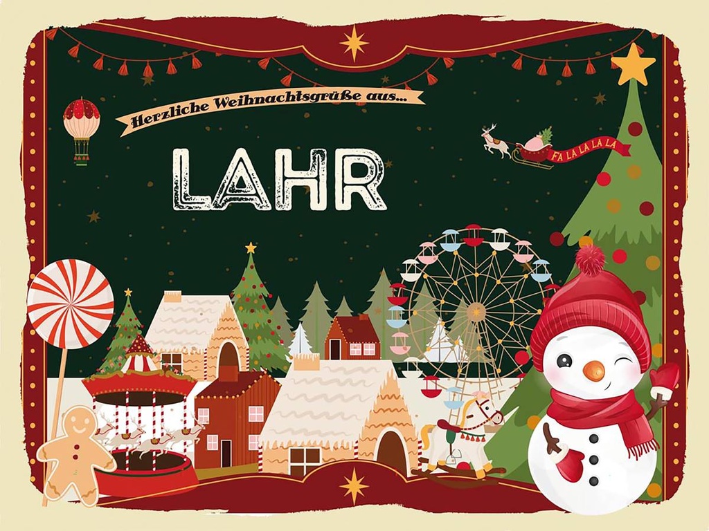 Holzschild 30x40 cm Weihnachtsgrüße aus Lahr Weihnachten Fest