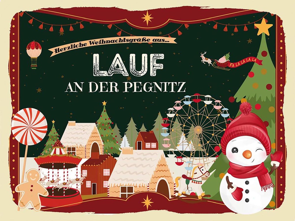 Holzschild 30x40 cm Weihnachtsgrüße aus Lauf an der Pegnitz Weihnachten