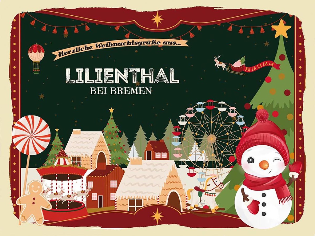 Holzschild 30x40 cm Weihnachtsgrüße aus Lilienthal Weihnachten