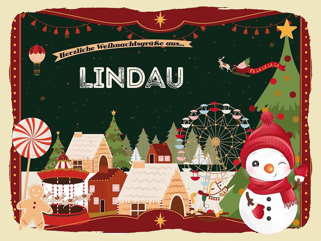 Holzschild 30x40 cm Weihnachtsgrüße aus LINDAU Weihnachten