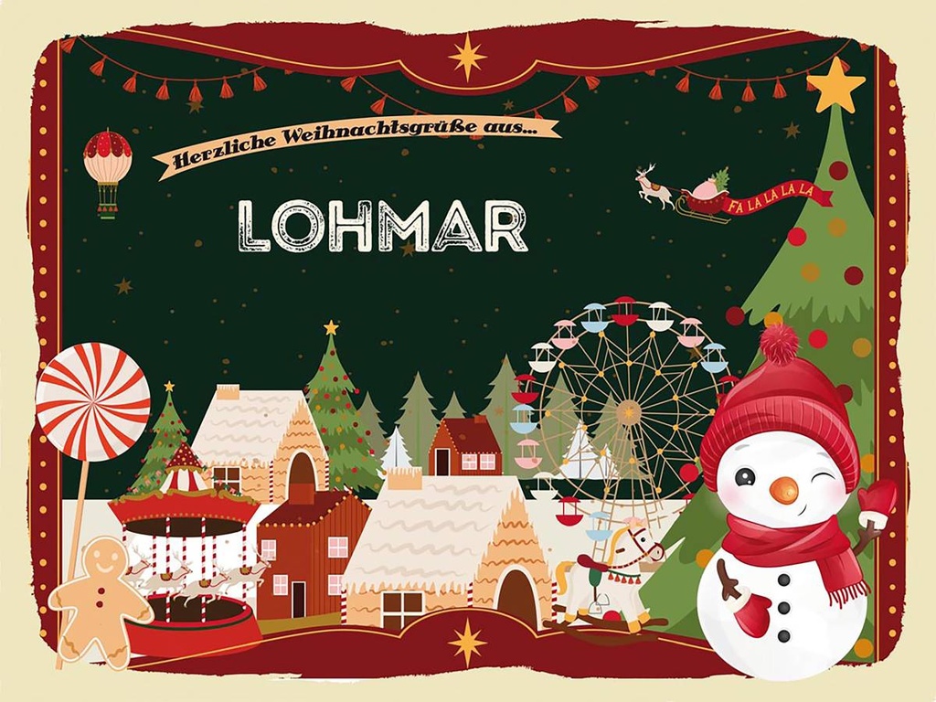 Holzschild 30x40 cm Weihnachtsgrüße aus LOHMAR Weihnachten