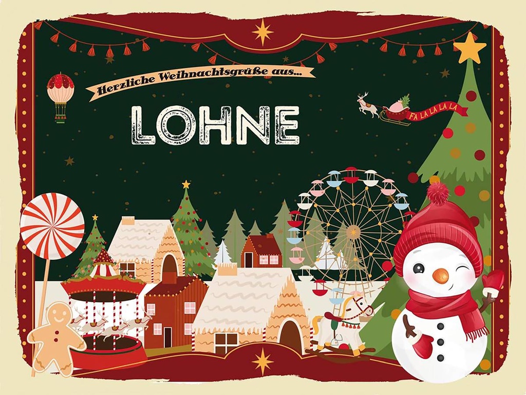 Holzschild 30x40 cm Weihnachtsgrüße aus Lohne Weihnachten Fest