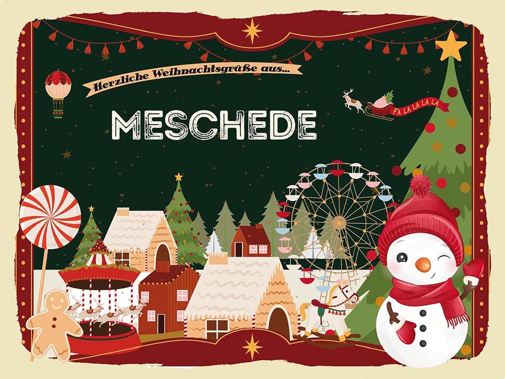 Holzschild 30x40 cm Weihnachtsgrüße aus Meschede Weihnachten