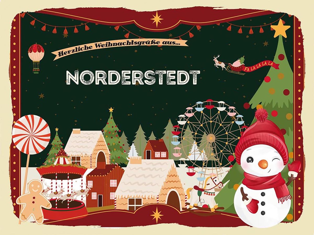 Holzschild 30x40 cm Weihnachten Grüße NORDERSTEDT