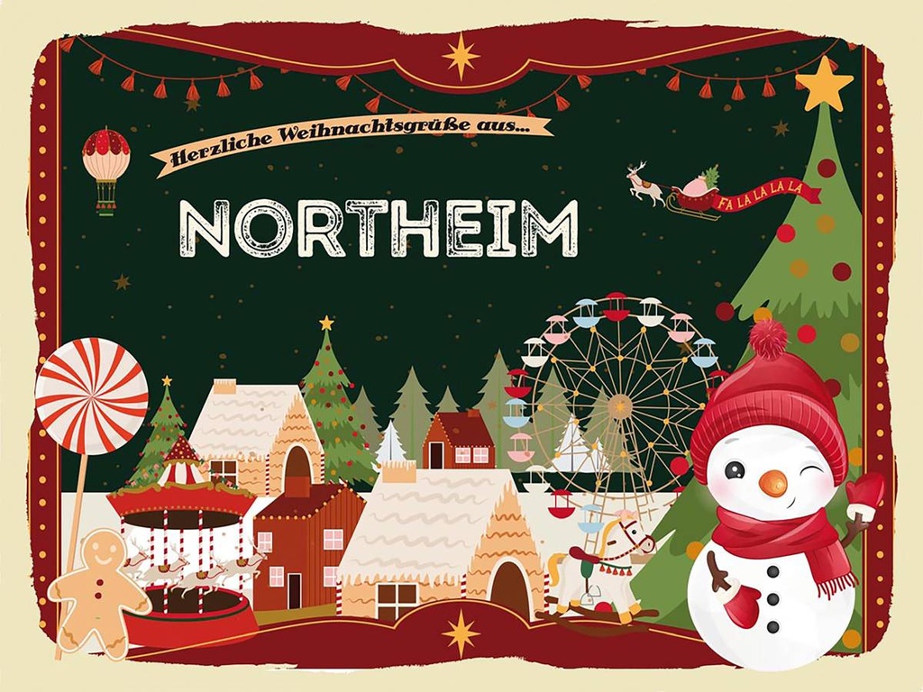 Holzschild 30x40 cm Weihnachten Grüße NORTHEIM