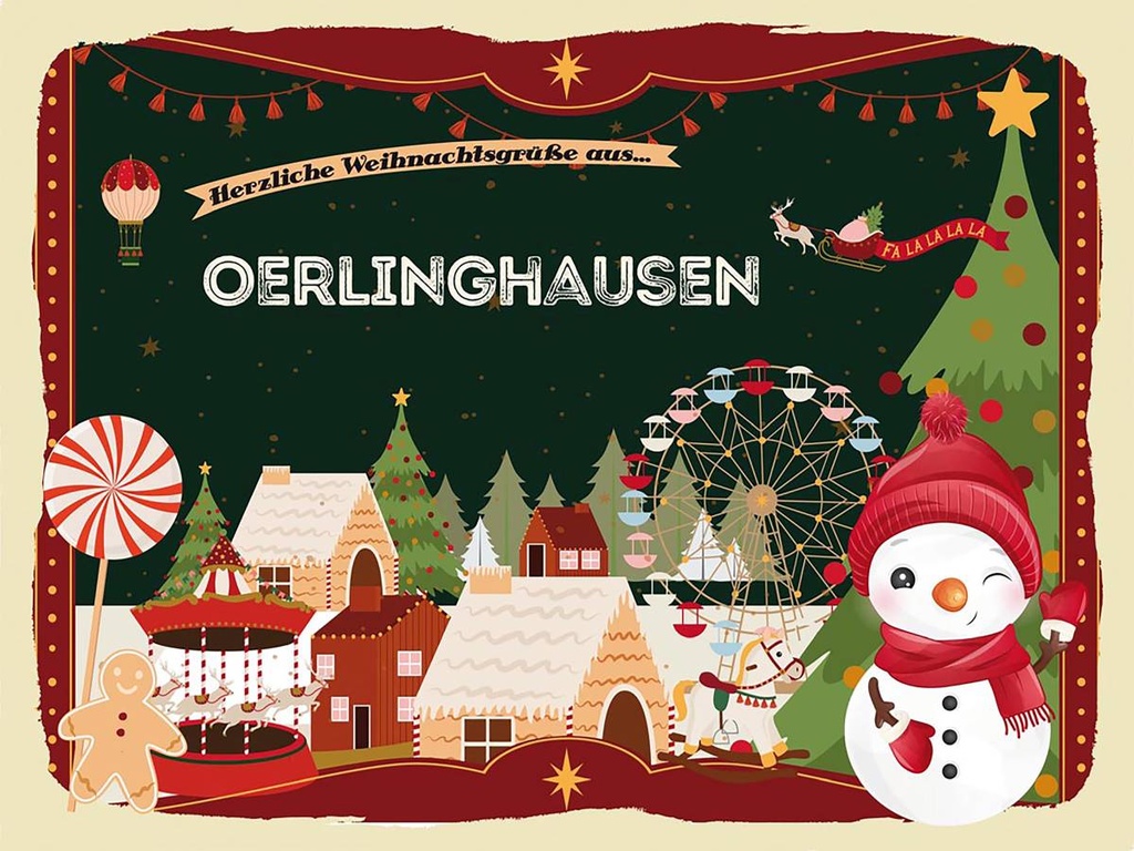 Holzschild 30x40 cm Weihnachten Grüße aus OERLINGHAUSEN