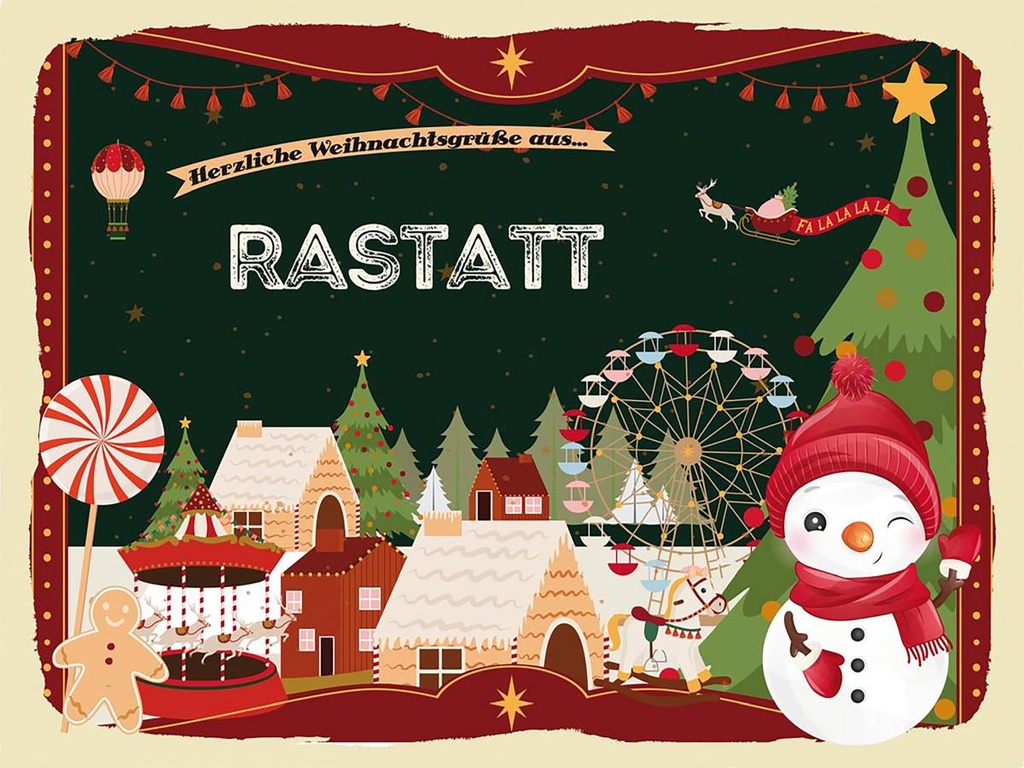 Holzschild 30x40 cm Weihnachten Grüße aus RASTATT
