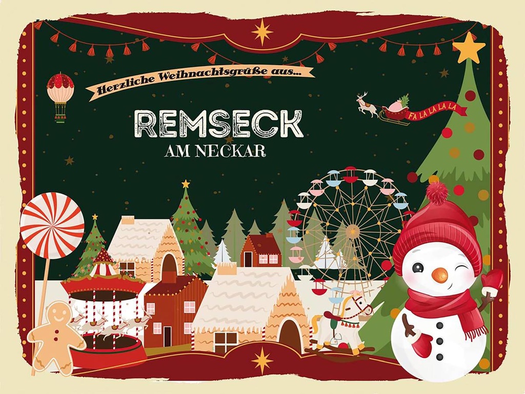 Holzschild 30x40 cm Weihnachten Grüße REMSECK AM NECKAR
