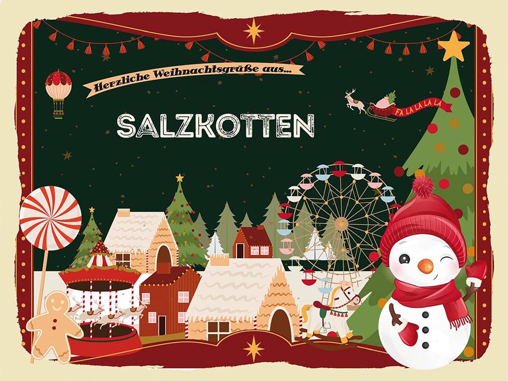 Holzschild 30x40 cm Weihnachten Grüße SALZKOTTEN