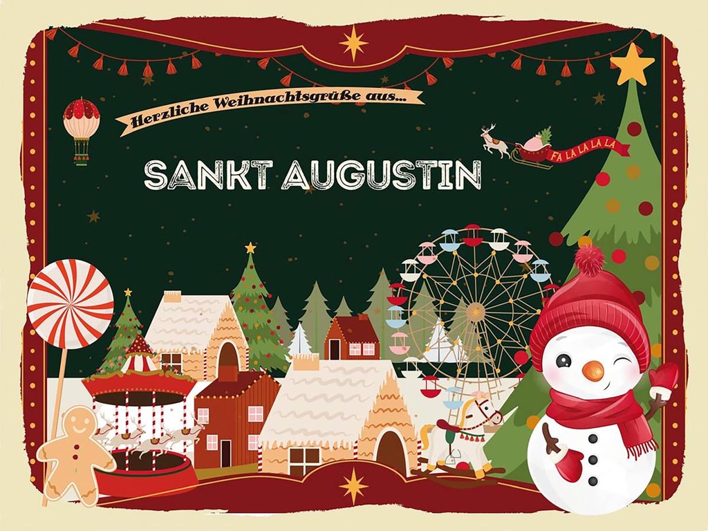 Holzschild 30x40 cm Weihnachten Grüße aus SANKT AUGUSTIN