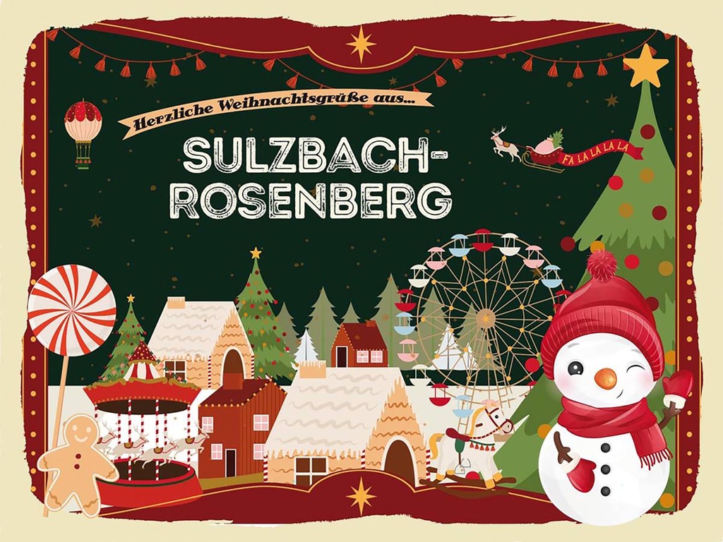 Holzschild 30x40 cm Weihnachten Grüße SULZBACH-ROSENBERG