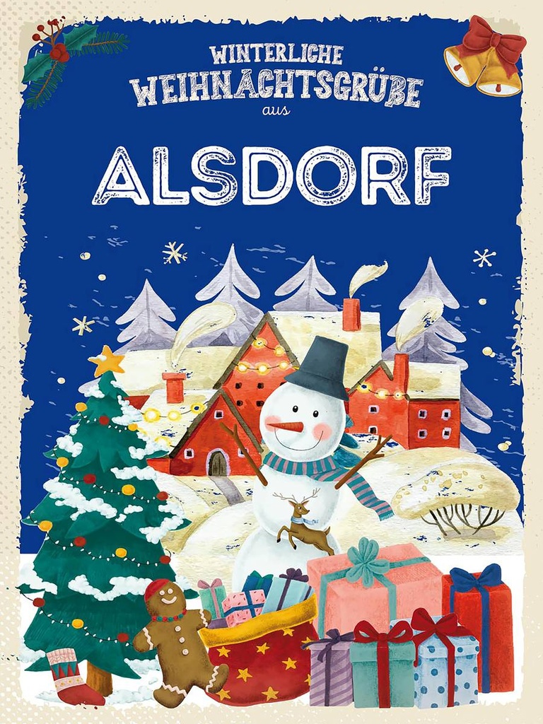 Holzschild 40x30 cm Weihnachtsgrüße aus ALSDORF