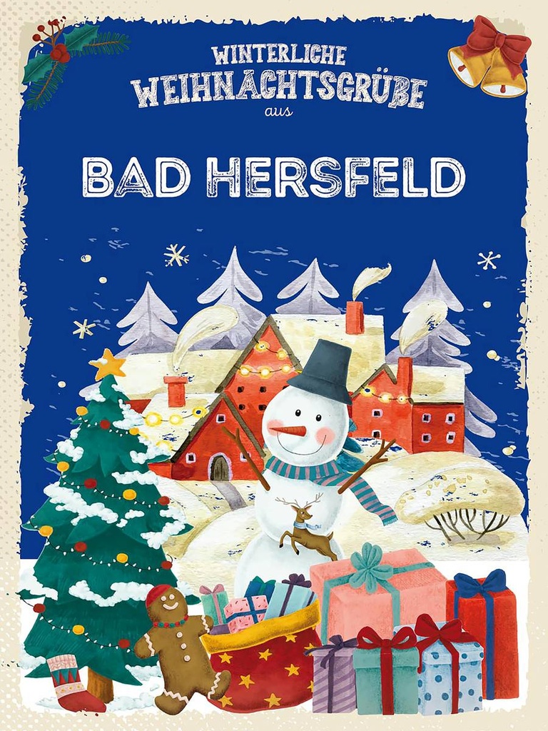 Holzschild 40x30 cm Weihnachtsgrüße aus BAD HERSFELD