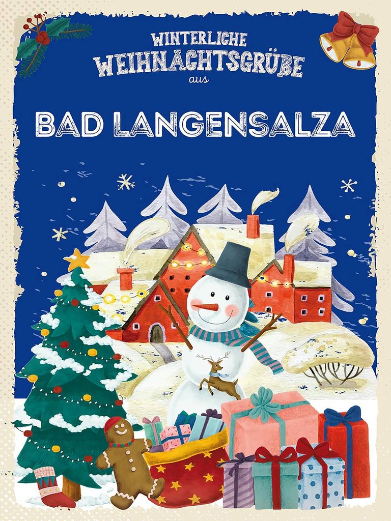 Holzschild 40x30 cm Weihnachtsgrüße aus BAD LANGENSALZA