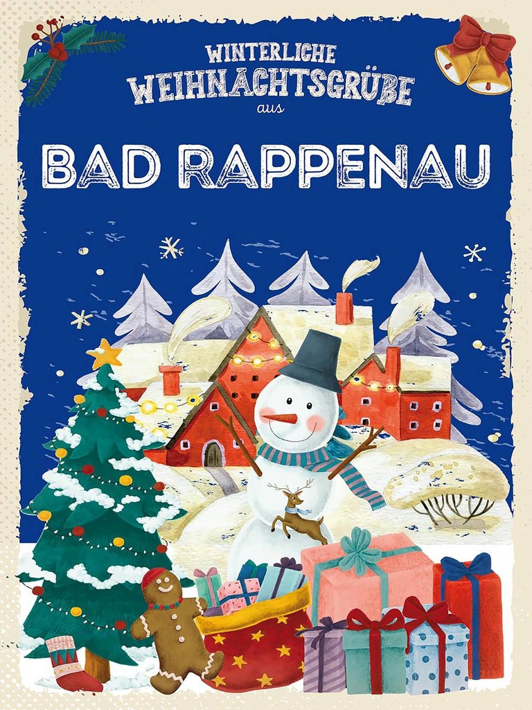 Holzschild 40x30 cm Weihnachtsgrüße aus BAD RAPPENAU