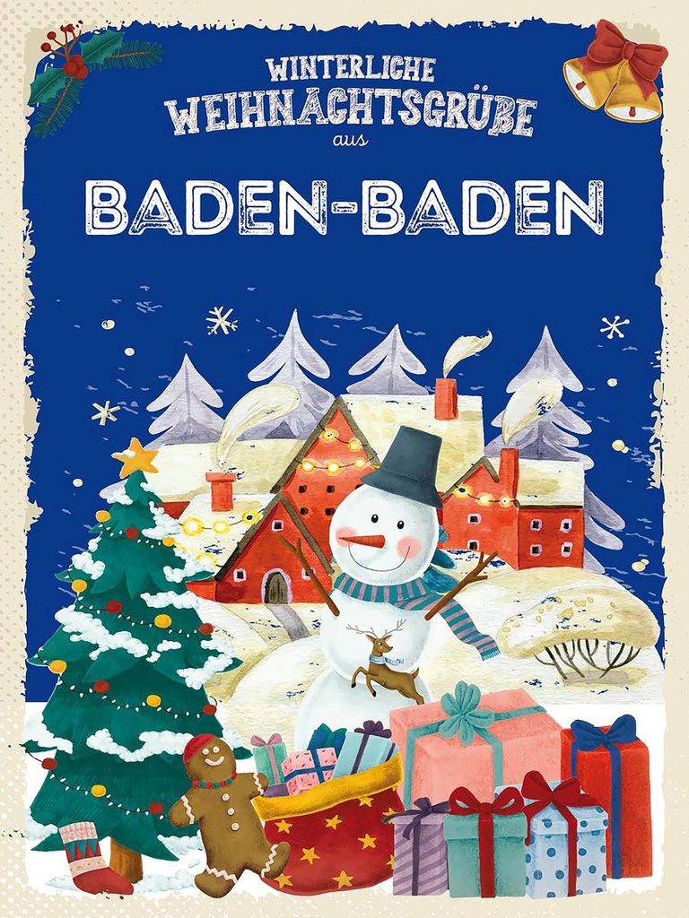 Holzschild 40x30 cm Weihnachtsgrüße aus BADEN-BADEN