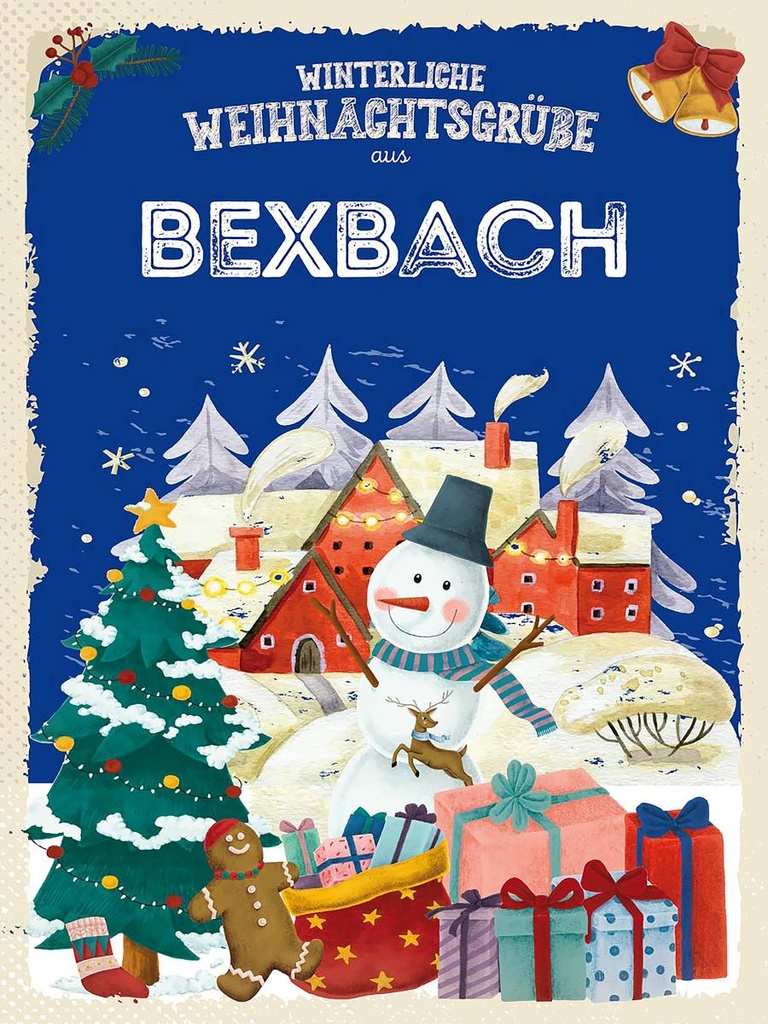 Holzschild 40x30 cm Weihnachtsgrüße aus BEXBACH