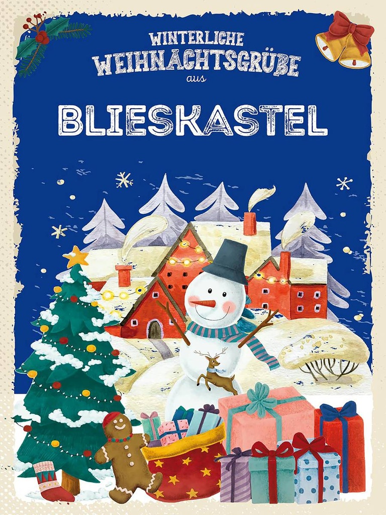 Holzschild 40x30 cm Weihnachtsgrüße BLIESKASTEL