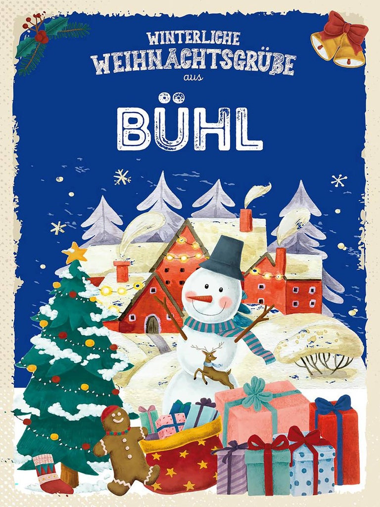 Holzschild 40x30 cm Weihnachtsgrüße BÜHL Fest