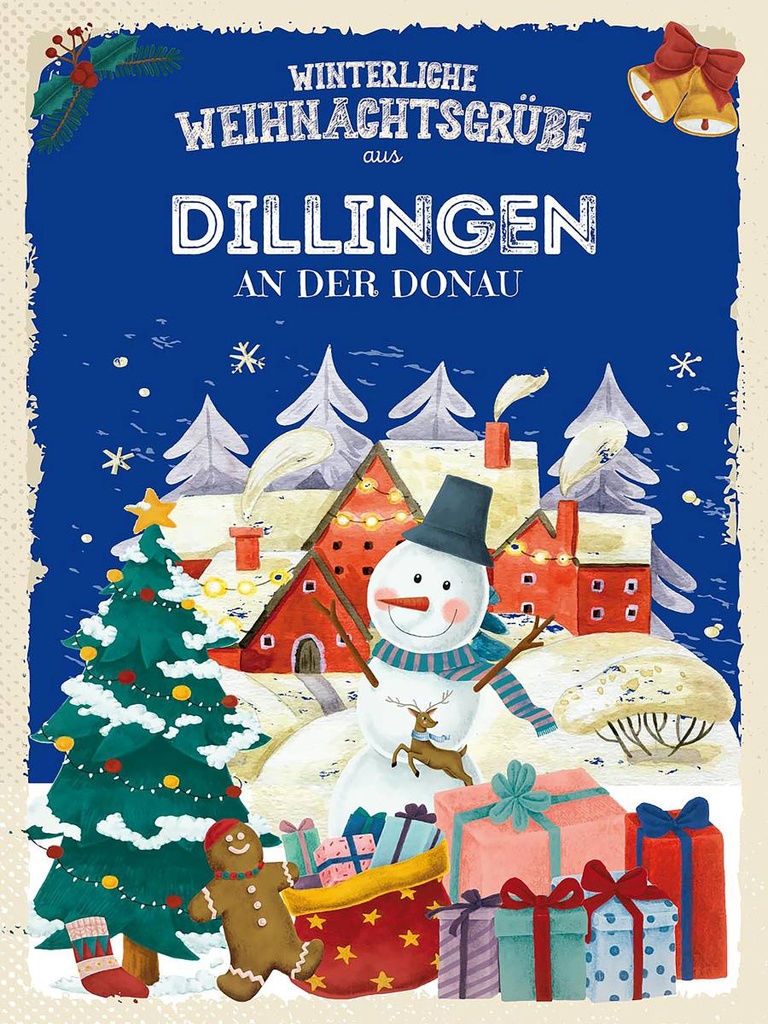 Holzschild 40x30 cm Weihnachtsgrüße DILLINGEN