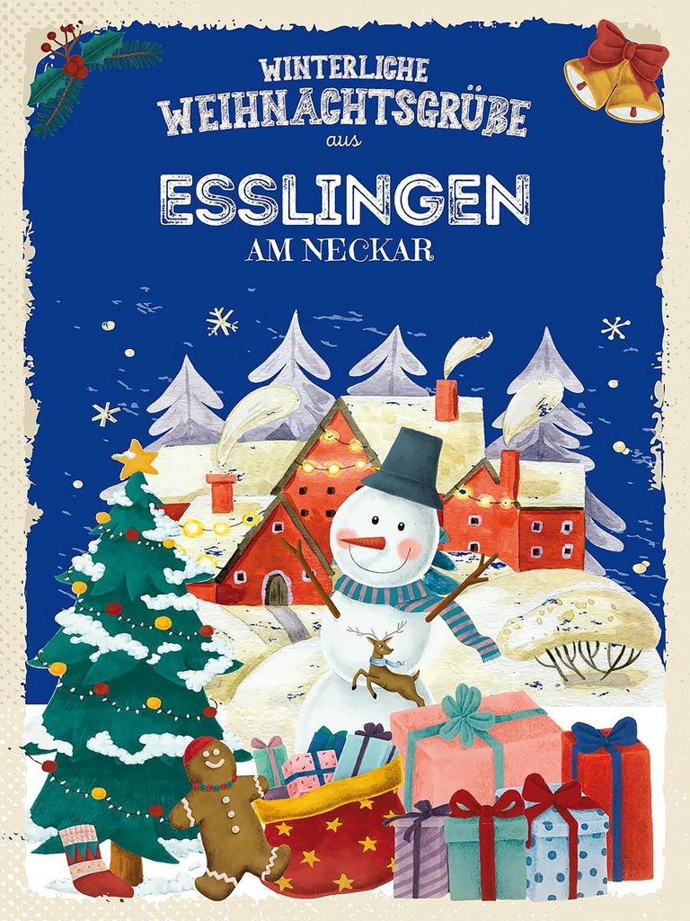 Holzschild 40x30 cm Weihnachtsgrüße aus ESSLINGEN AM NECKAR