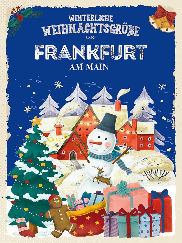 Holzschild 40x30 cm Weihnachtsgrüße FRANKFURT AM MAIN