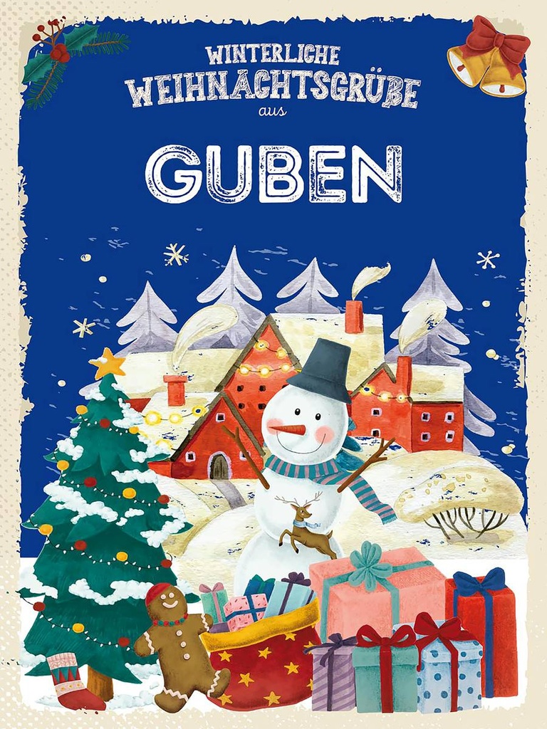 Holzschild 40x30 cm Weihnachtsgrüße aus GUBEN